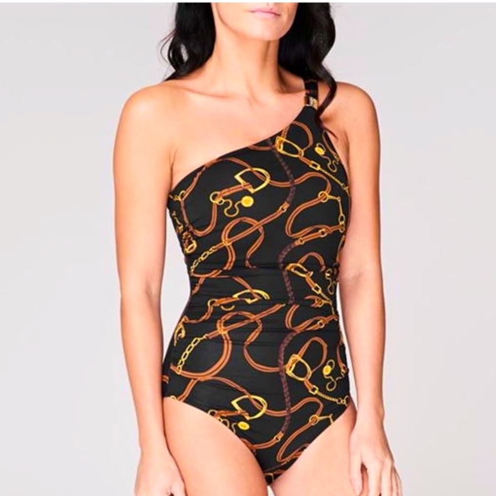 RALPH LAUREN Black Equestrian Horse Swimsuit NEW!
